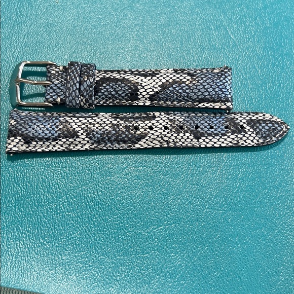 Michele Blue,  Black and White Snakeskin Design Watch Strap. 18mm retired.